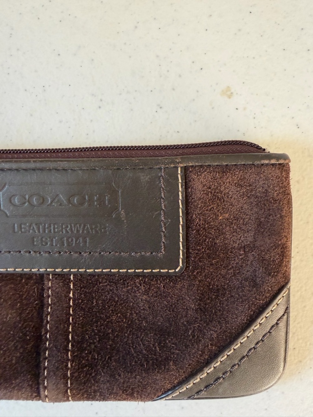 Vintage Coach Brown Suede Wristlet - Picture 2 of 8
